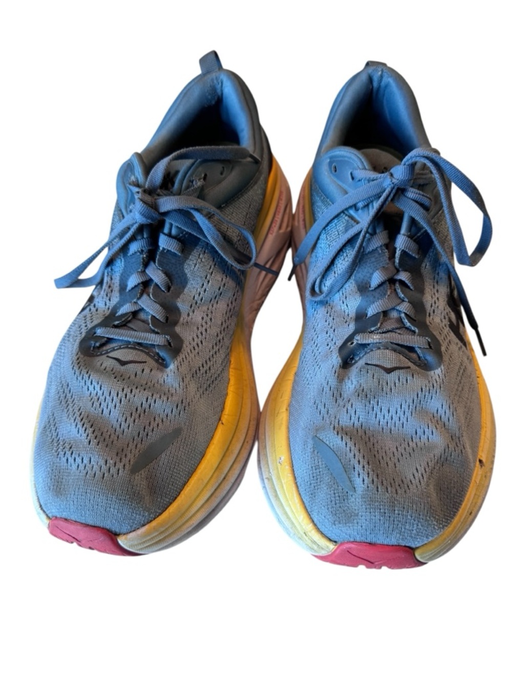 Hoka Bondi 8 Gray Yellow High End Trail Running Shoes Men’s 13D - Picture 3 of 9